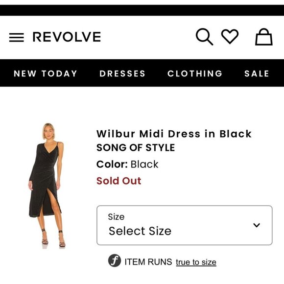REVOLVE Song of Style NWT Wilbur Midi Dress in Black Metallic Size Medium - Picture 2 of 13